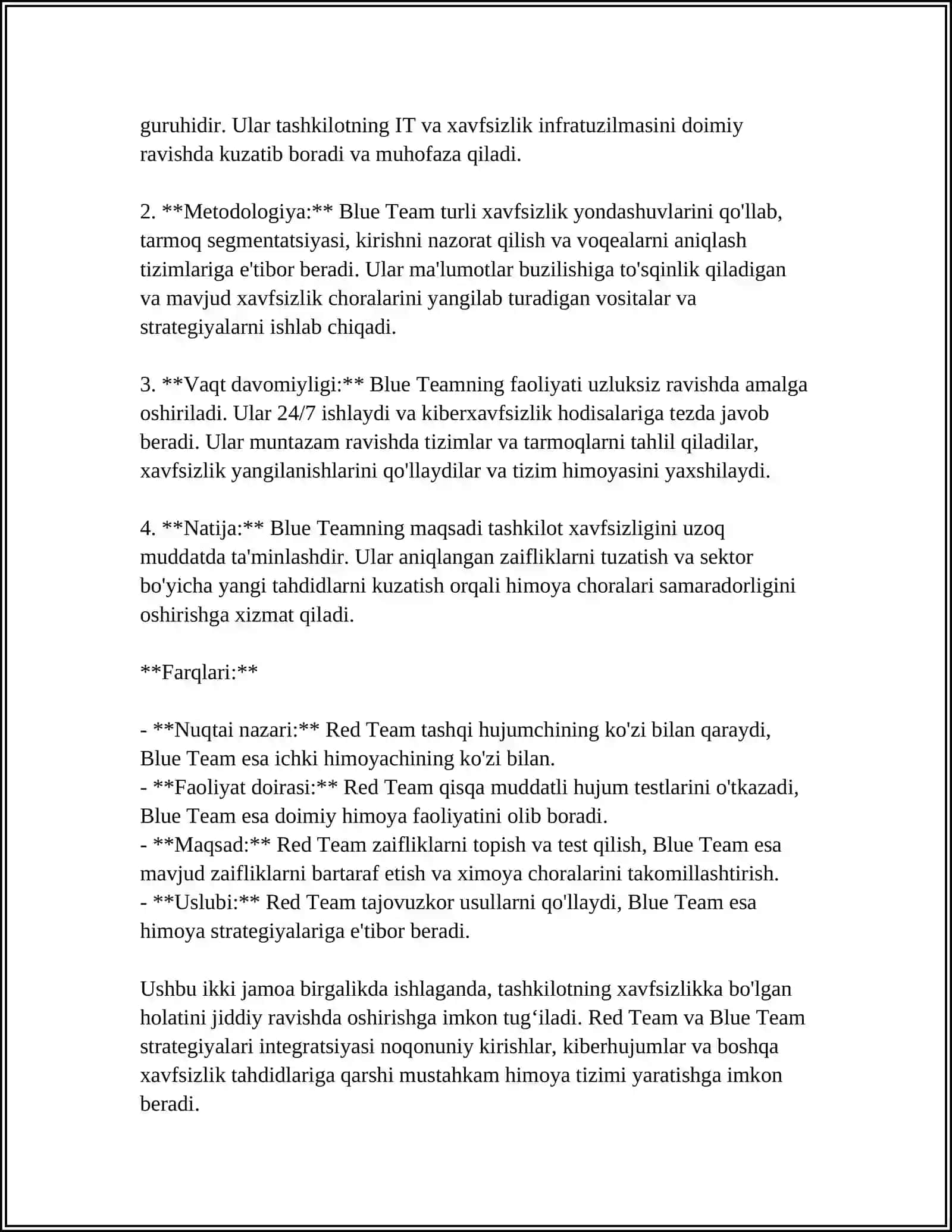 KOBERXAVFSIZLIKDA ''RED TEAM'' NING O'RNI 4