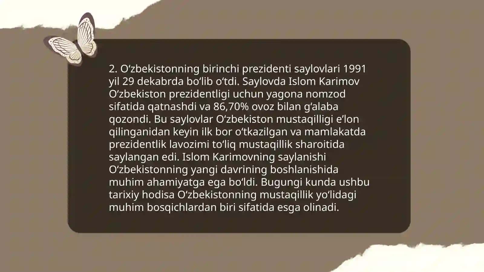 Mustaqil O'zbekiston Respublikasi tashkil topishining tarixiy ahamiyati 4
