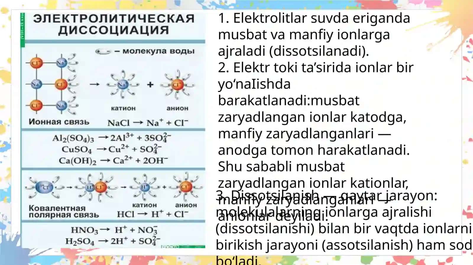 Elektrolitik dissotsilanish. Tuzlar gidrolizi 4