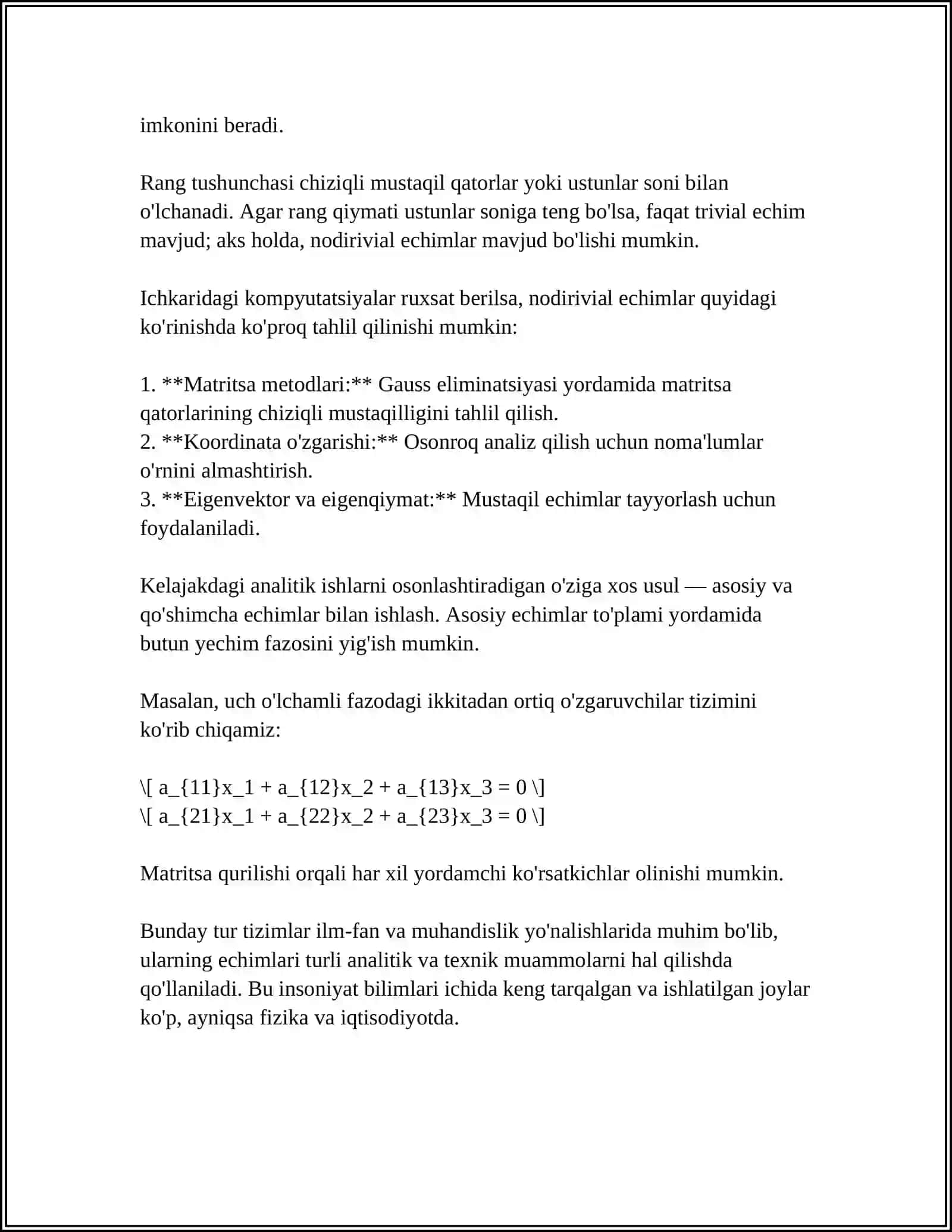 BIR JINSLI CHIZIQLI ALGEBRAIK TENGLAMALAR SISTEMASI 4