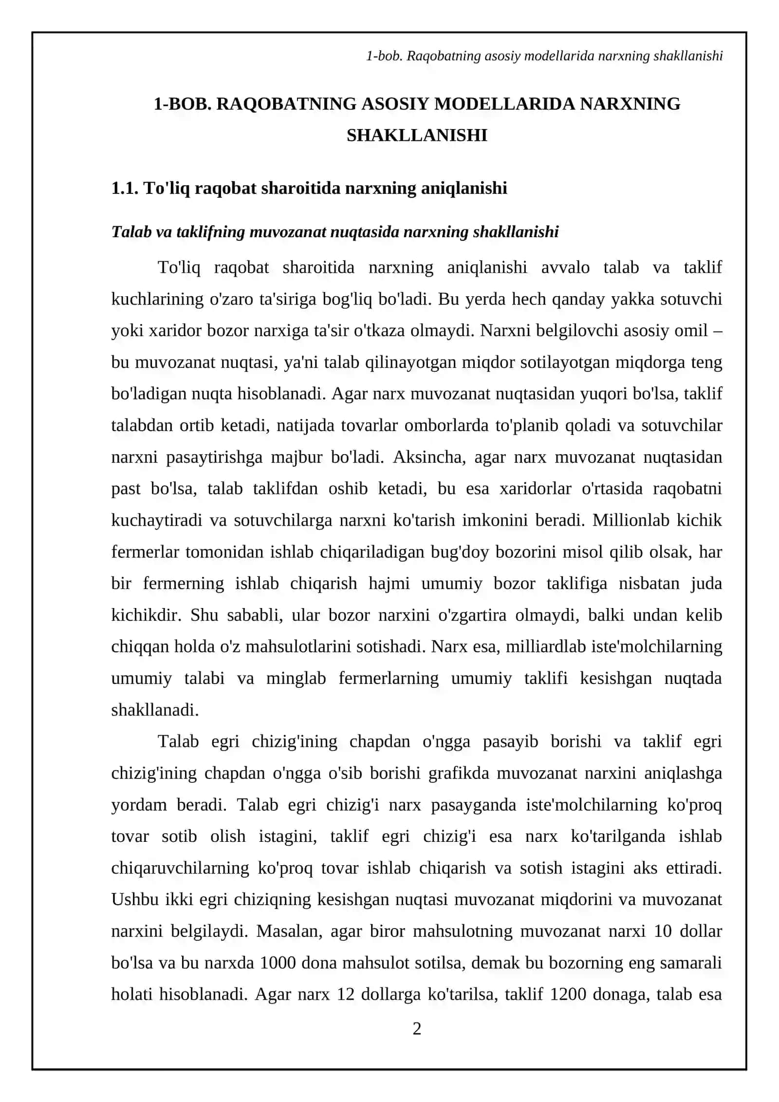 Raqobatning turli modellarida narxning shakllanish xususiyatlari 4