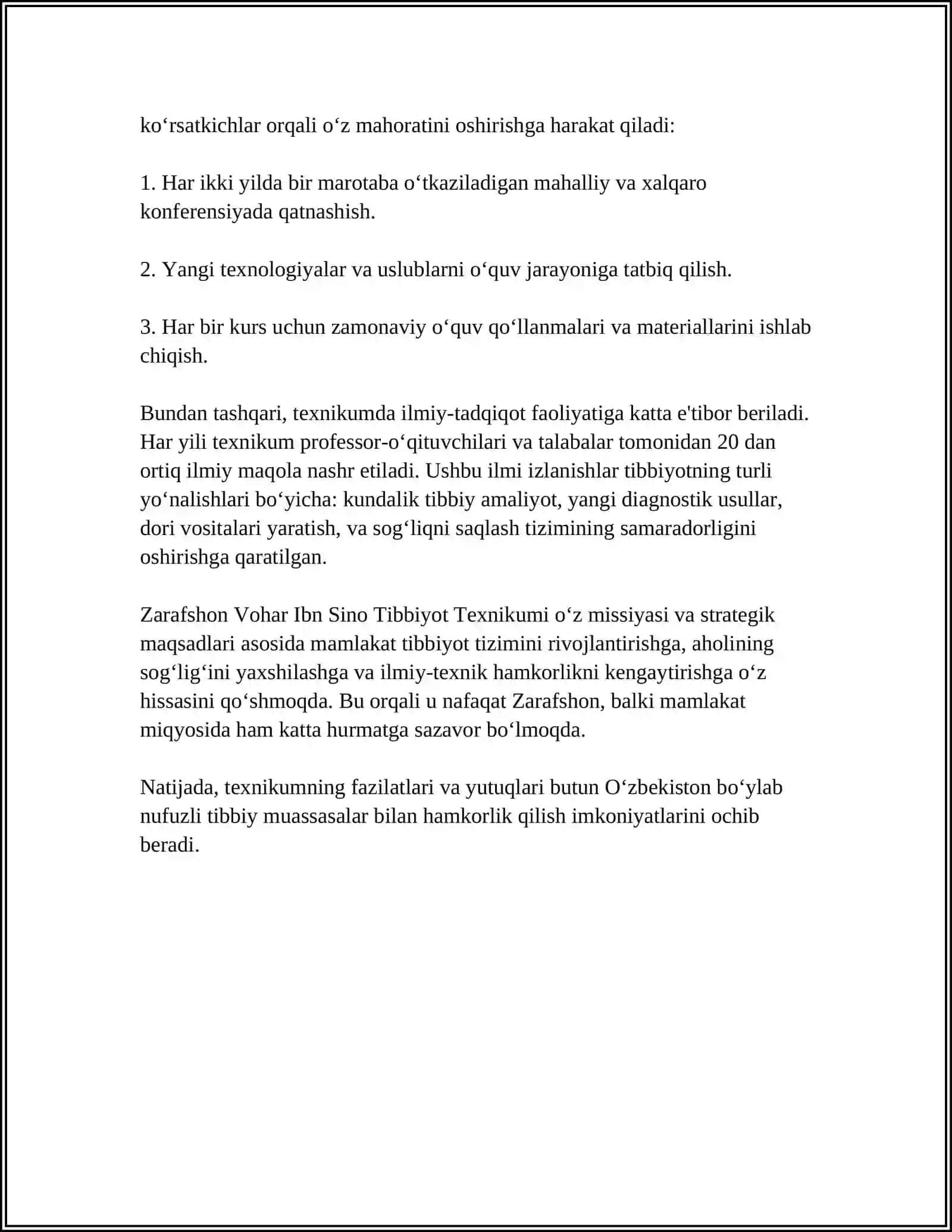 Zarafshon Vohar Ibn Sino Tibbiyot Texnikumi 4
