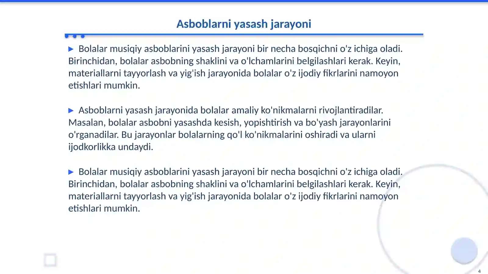 Bolalar musiqiy asboblarini yasashga o'ratish 4