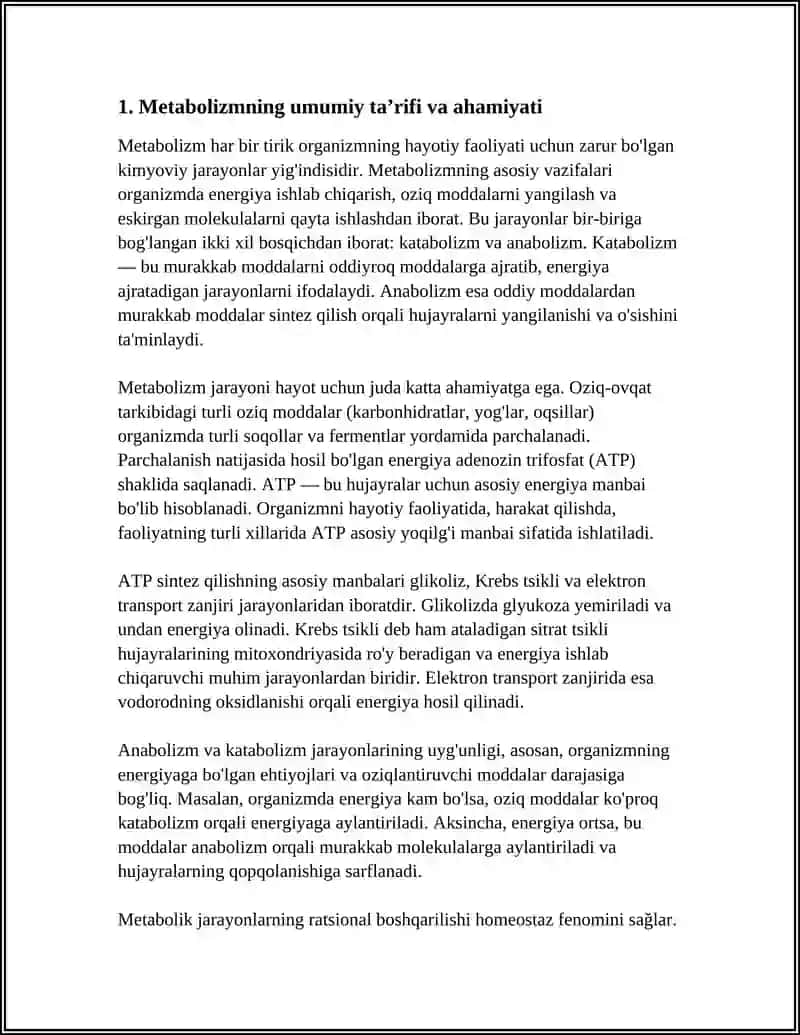 Metabolizm jarayoni va uning ahamiyati 4