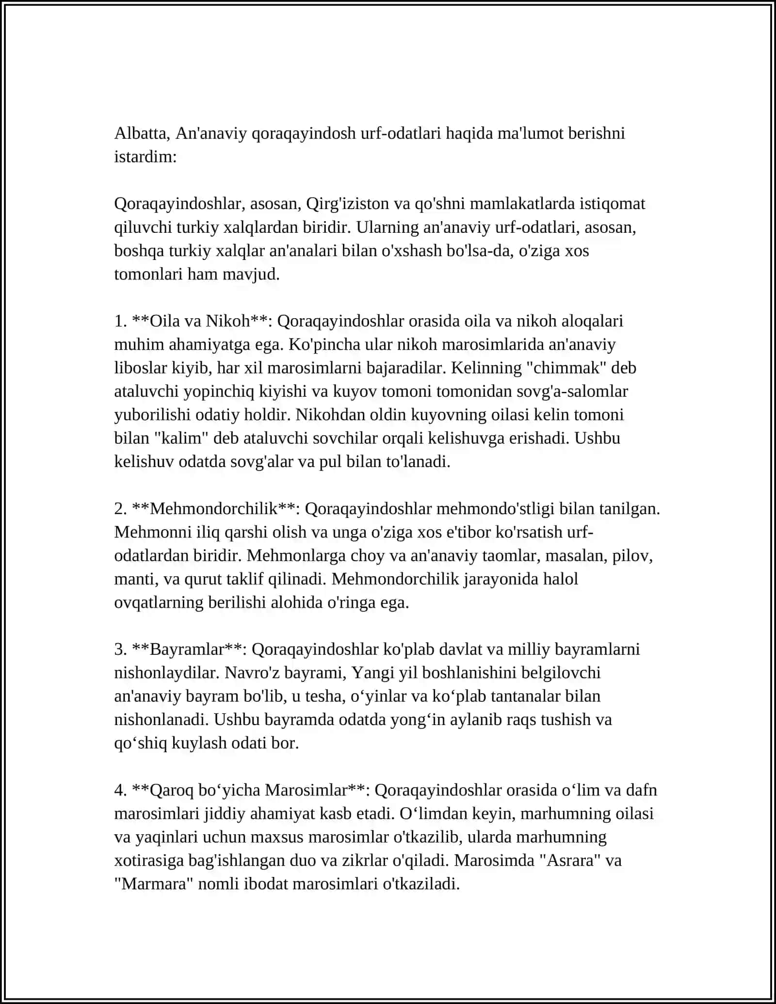 QORAQAYINDOSHLAR OILASI 4