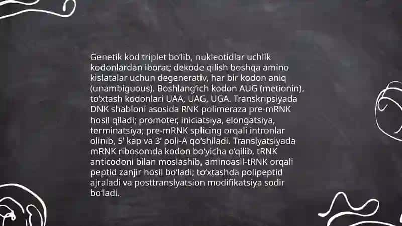 Tiriklikning molekulyar asoslari 4