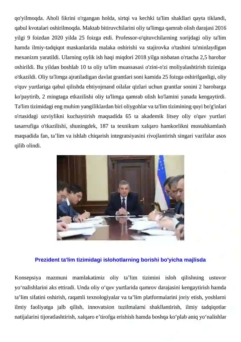 O'zbekistonda ta'lim sohasida amalga oshilayotgan islohotlar 4