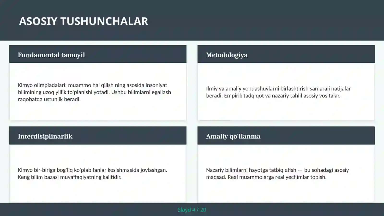 KIMYO OLIMPIADALARI: MUAMMO HAL QILISH 4