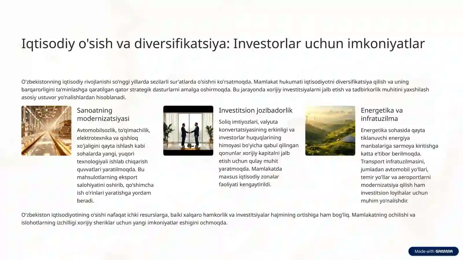 O'zbekistonning o'ziga xos istiqbollari 4