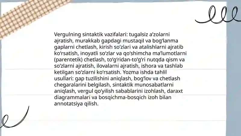 Punktuatsion tahlil koʻrinishdagi yozma ishlarni bajarish 4