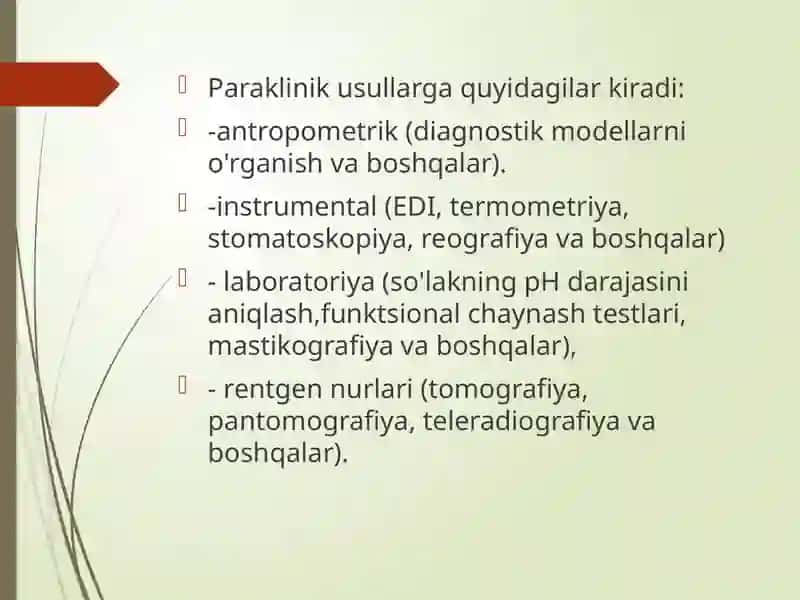 BEMORNI TEKSHIRISH USULLARI 4