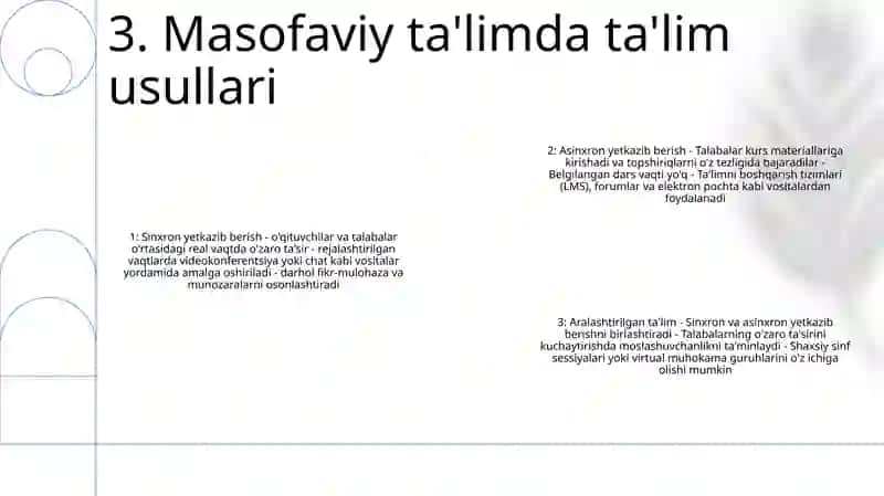 Masofaviy Ta’Limni Tashkil Etish Asoslari 4