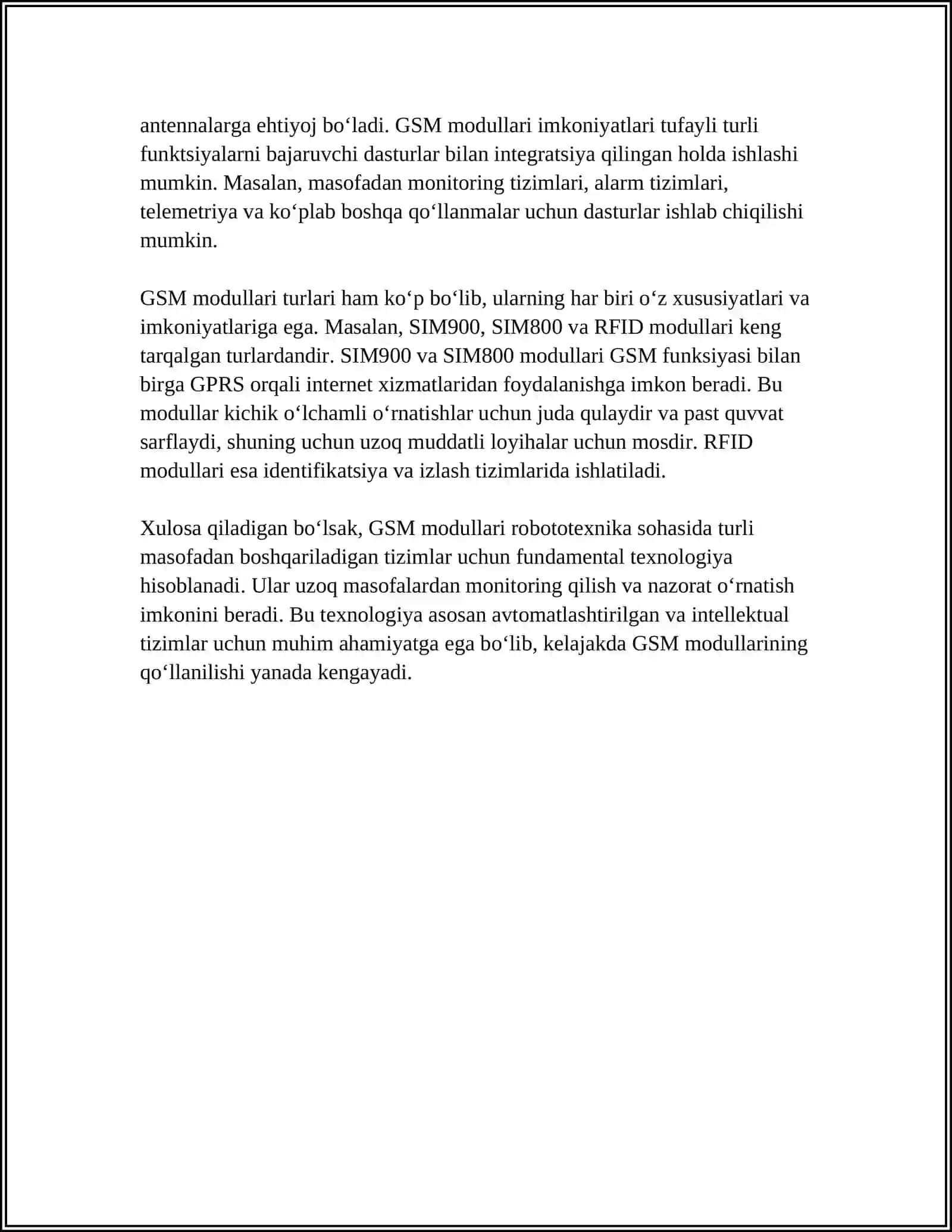 ROBOTEXNIKADA GSM MODUL ISHLATILISH SOHASI 4