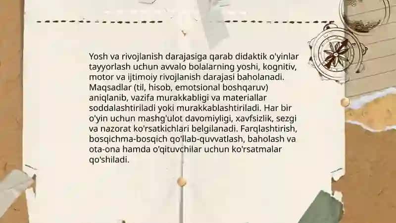 Mavzularga mos didaktik o'yinlar yozib kelish 4