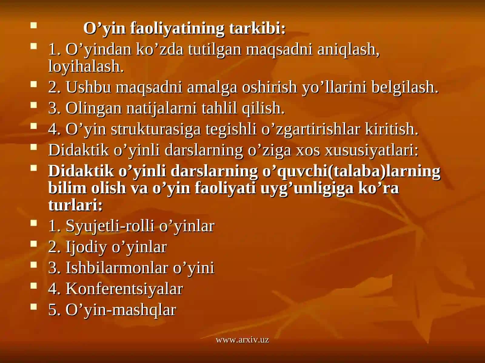 Didaktik o`yinli texnologiyalar 4