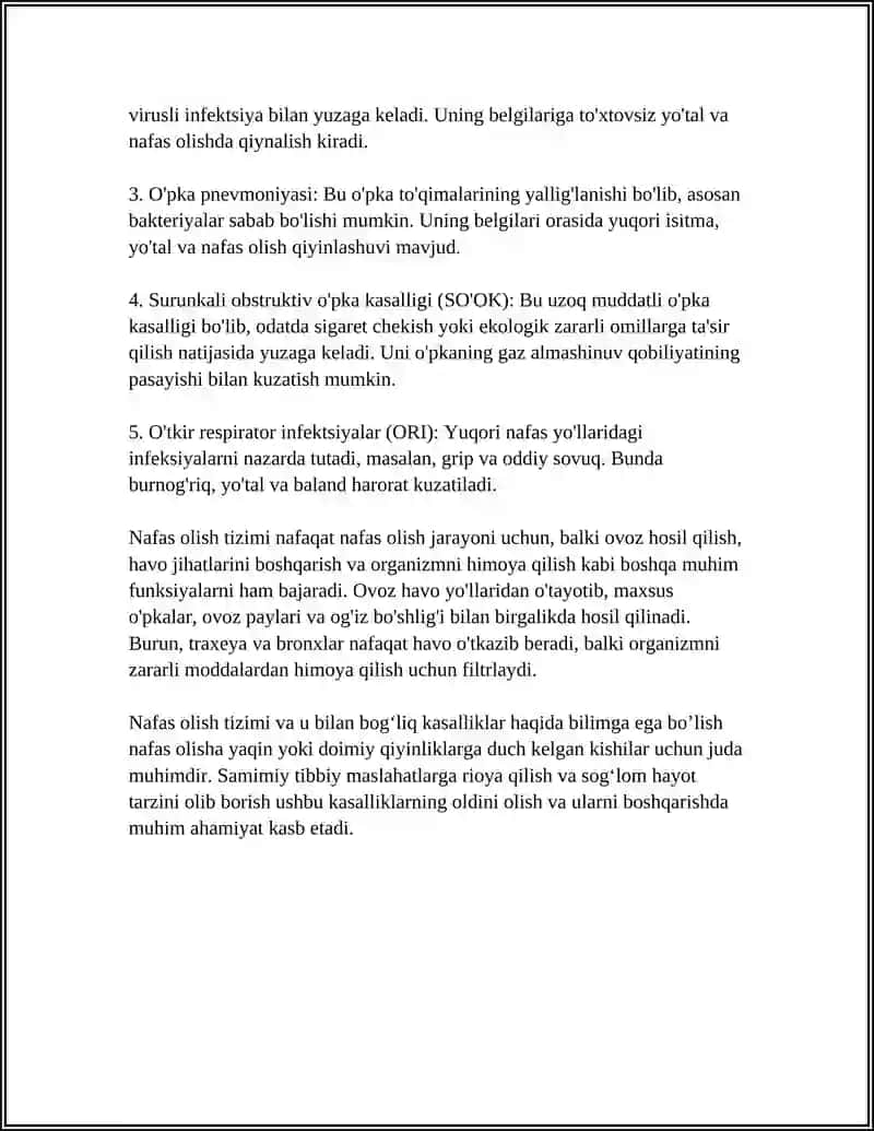 NAFAS OLISH. UNDA UCHRAYDIGAN KASALLIKLAR 4