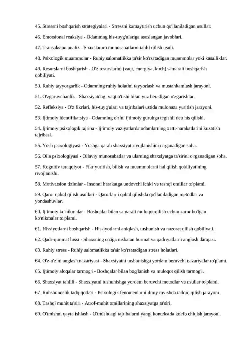 Shaxs Psixologiyasiga Doir Glossariy 4