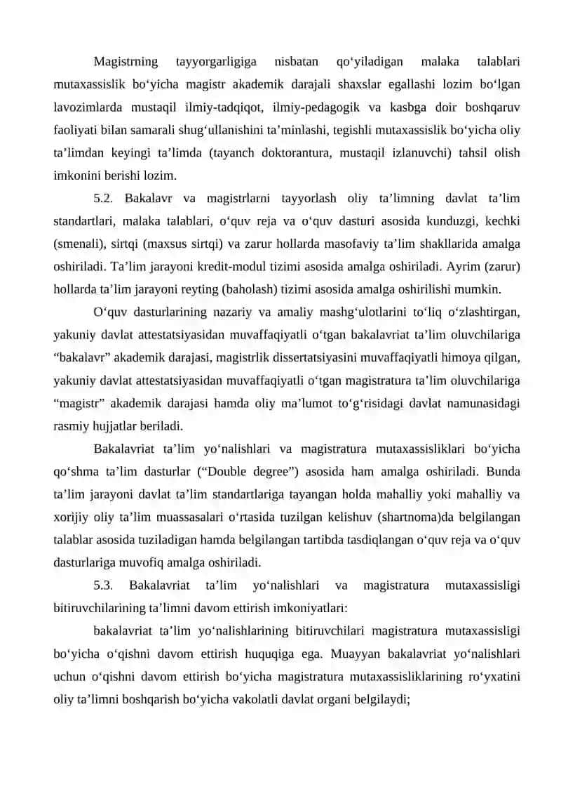 ta’lim yo’nalishi bakalavrlarining malaka tavsifi 4