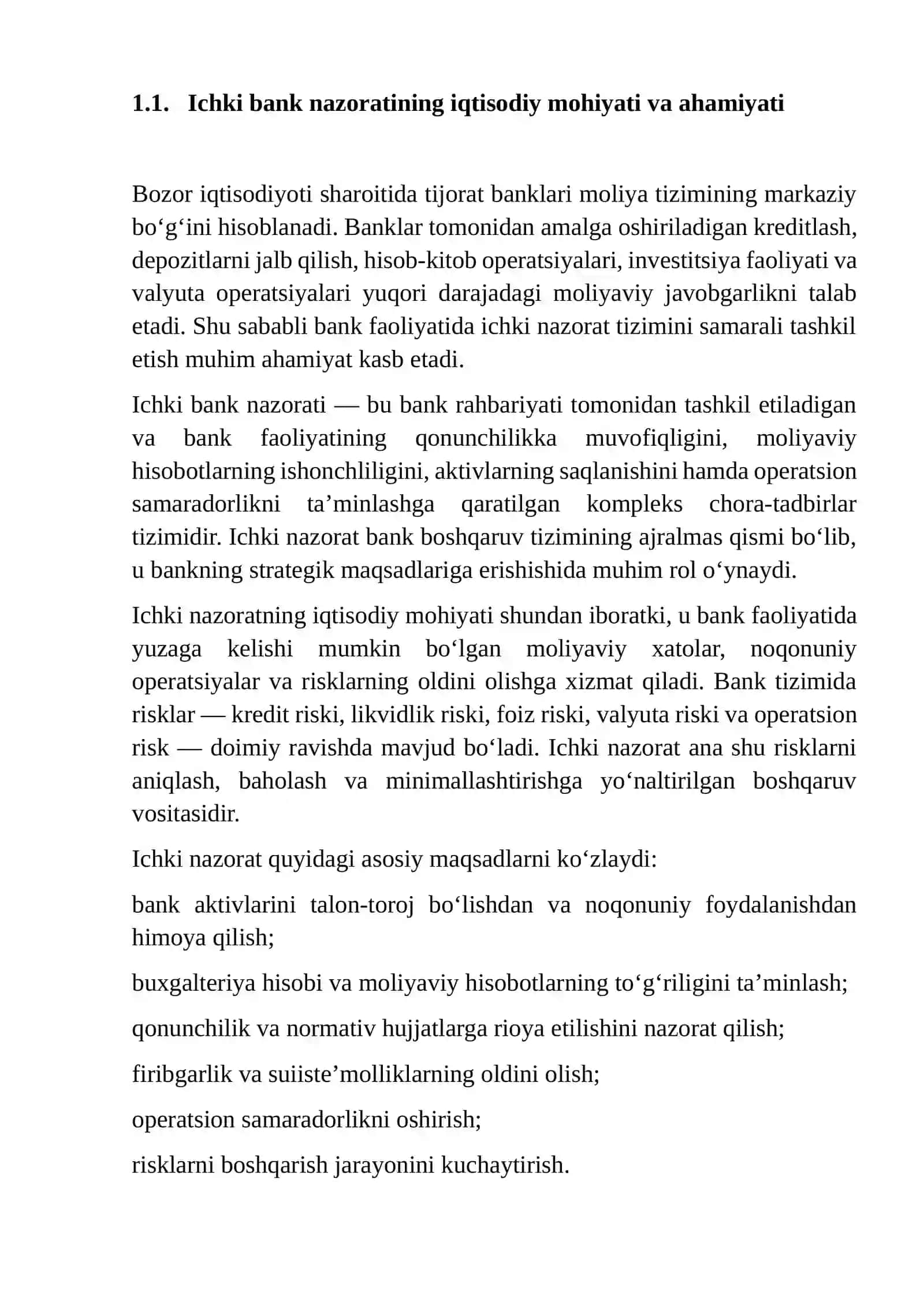 ICHKI BANK NAZORATI VA UNI TAKOMILLASHTIRISH 4