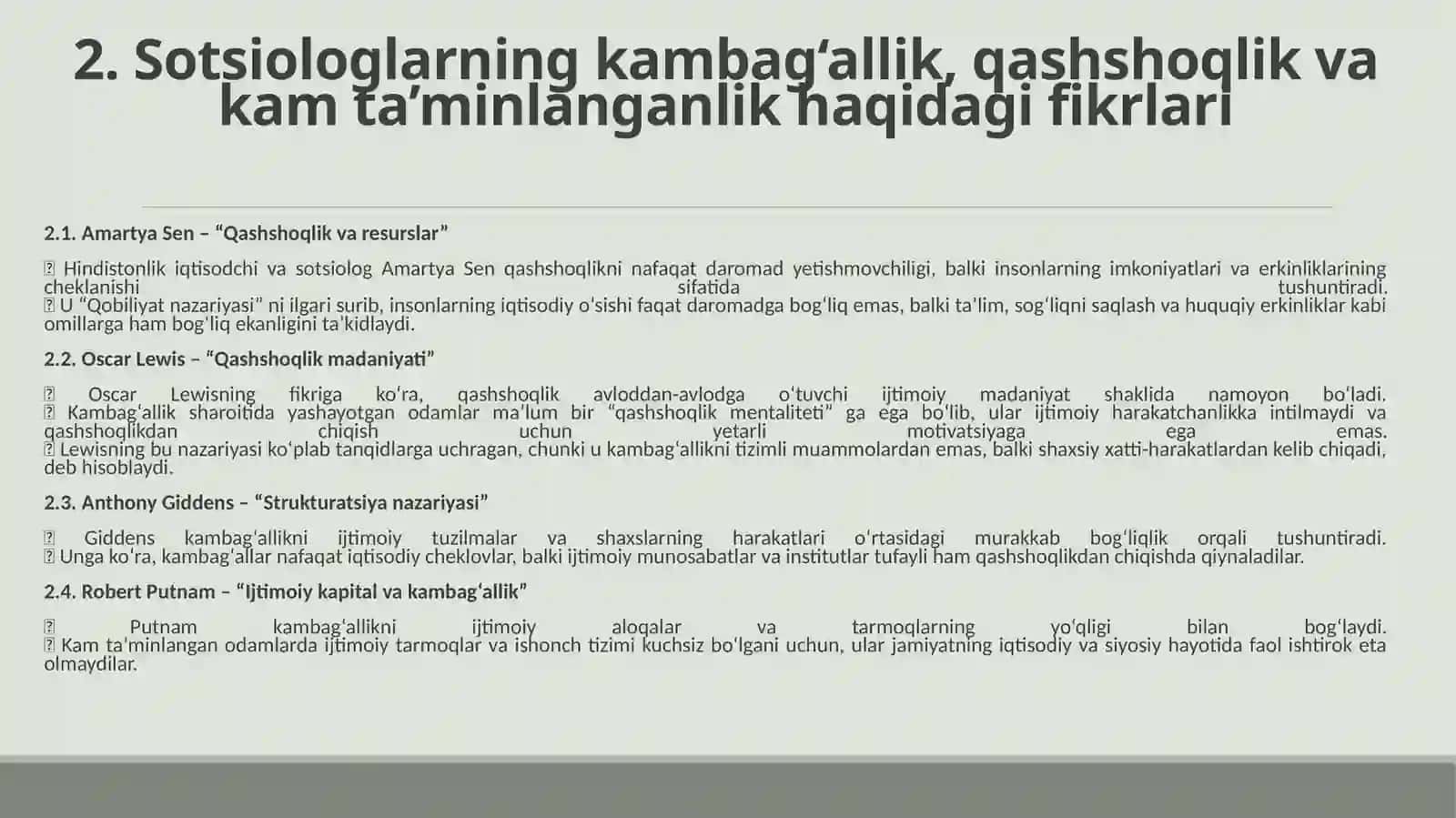 Kam ta’minlanganlik va umumiy ta’minot. 4
