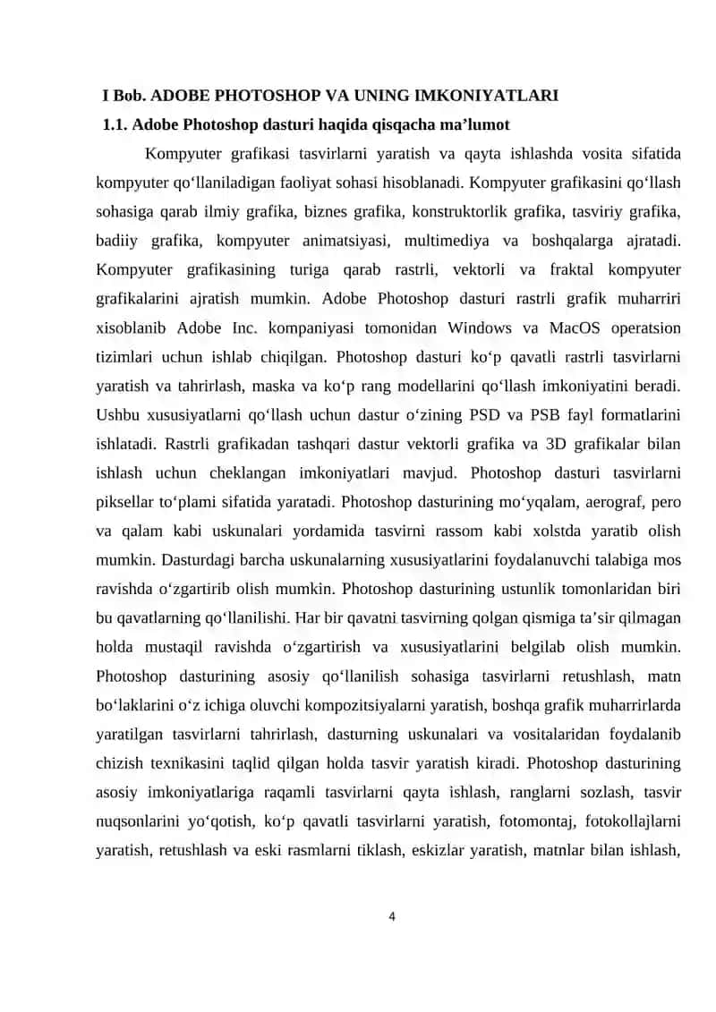 Adobe Photoshop dasturining grafik obʼektlarida ranglar va qatlamlar (sloy) bilan ishlash bosqichlari 4