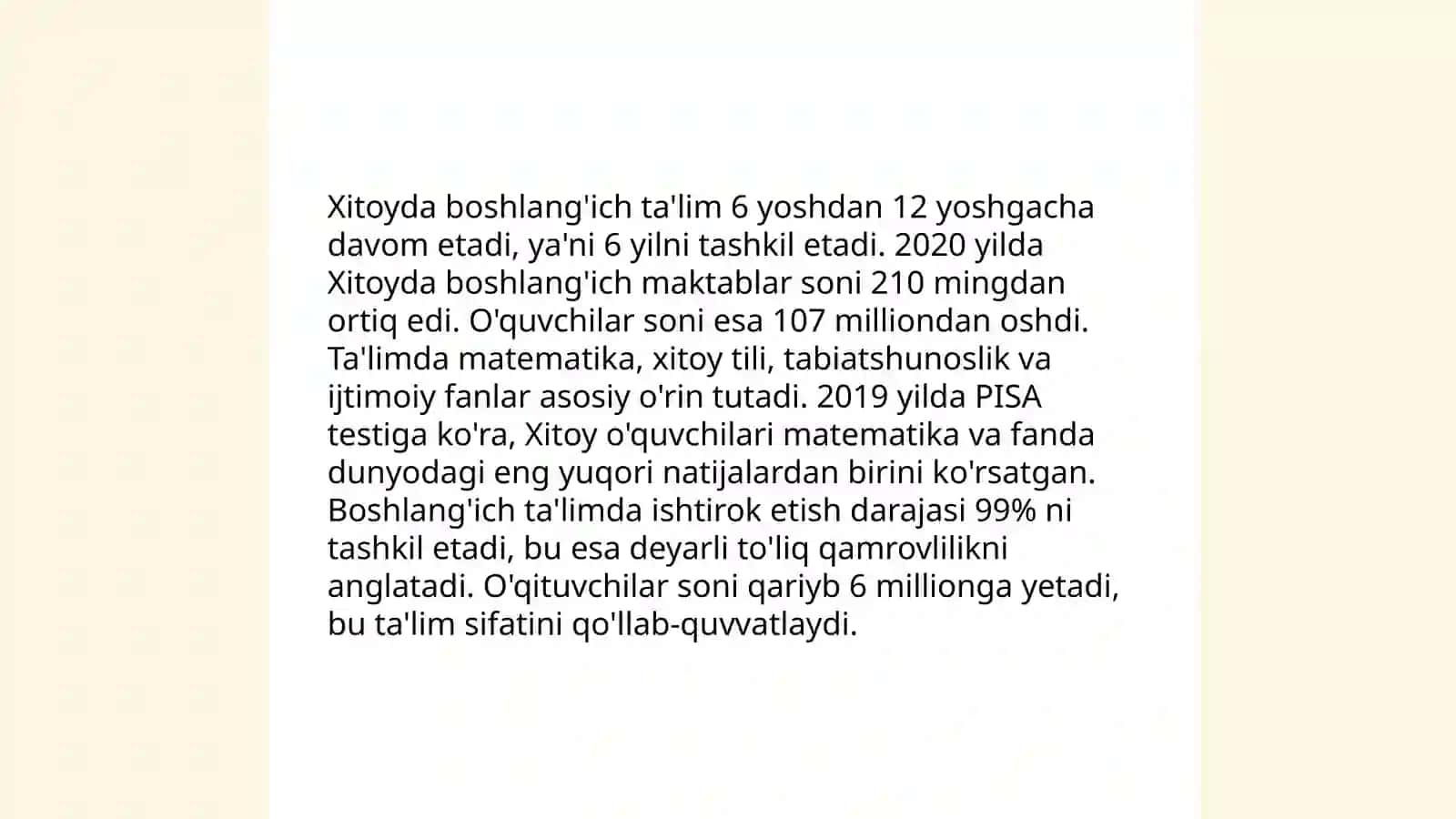Xitoy taʼlim sifati va undagi oʻzgarishlar 4
