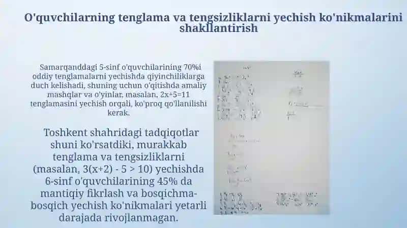Tenglik va tengsizliklarni o'zgartirish metodikasi 4