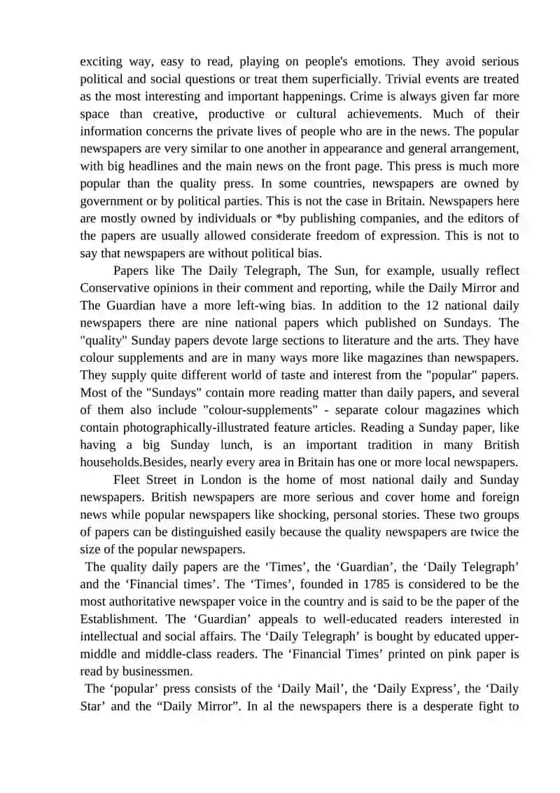 The Mass Media and Press in Britain 4