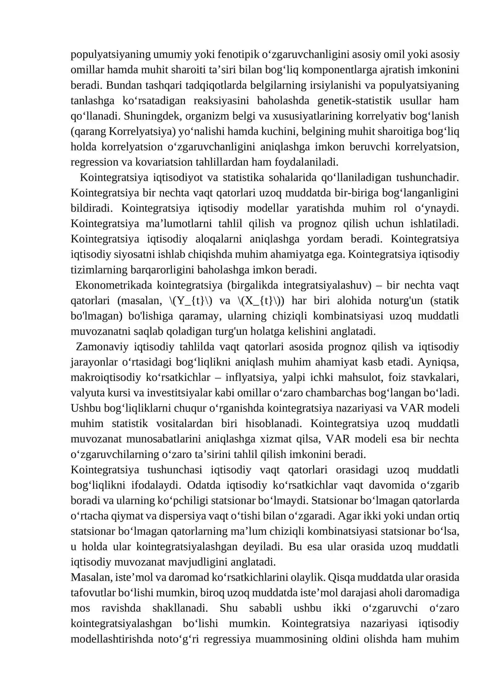 Kointegratsiya: koʻp variantli hodisalar. V A R da kointegratsiya 4