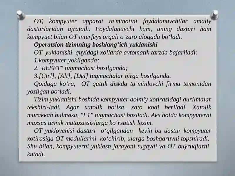 ZAMONAVIY OPERATSION TIZIMLARNING TAVSIFI 4