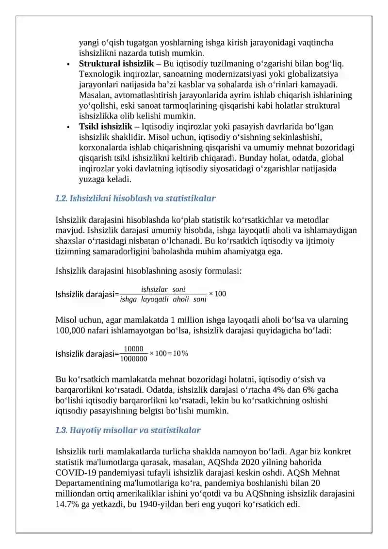 Ishsizlik va uning sabablari 4