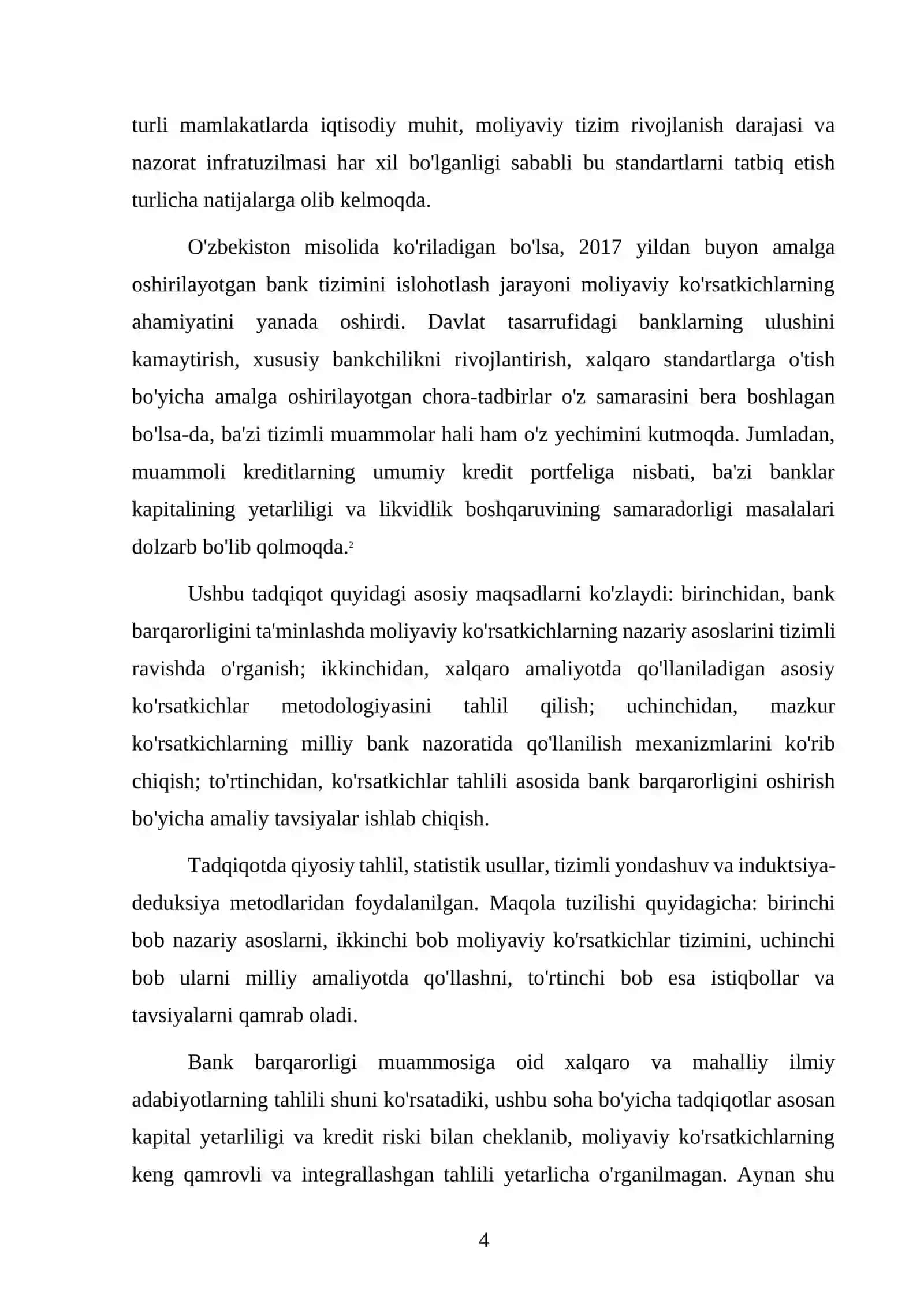 BANK TIZIMI BARQARORLIGINI TA'MINLASHDA MOLIYAVIY KO'RSATKICHLAR TAHLILI 4