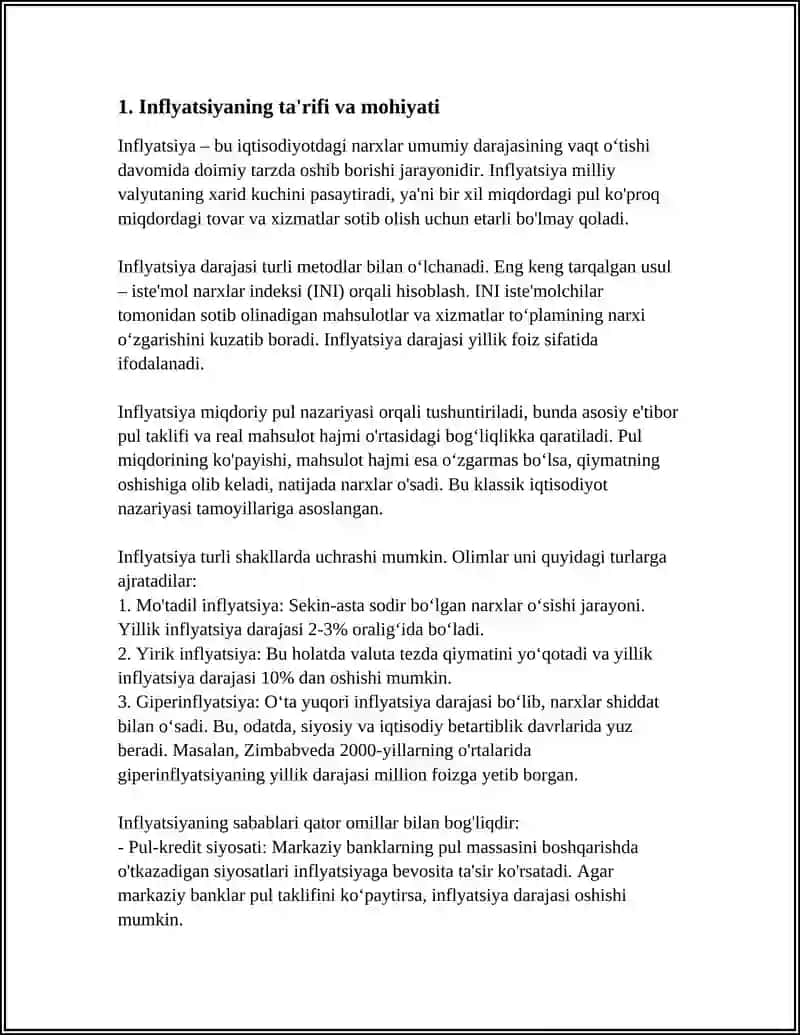 INFLATSIYANING MOHIYATI VA KELIB CHIQISH SABABLARI 4