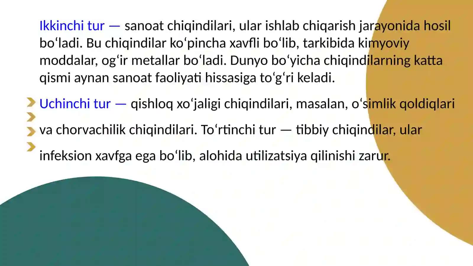 Chiqindilarning to‘planishi va sanoat chiqindilari 4
