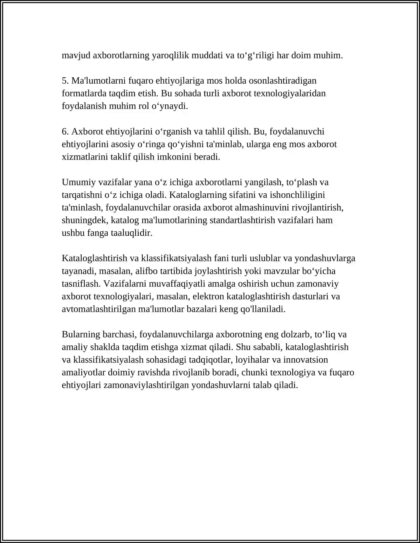 KATALOGIZATSIYA VA KLASSIFIKATSIYA FANI 4
