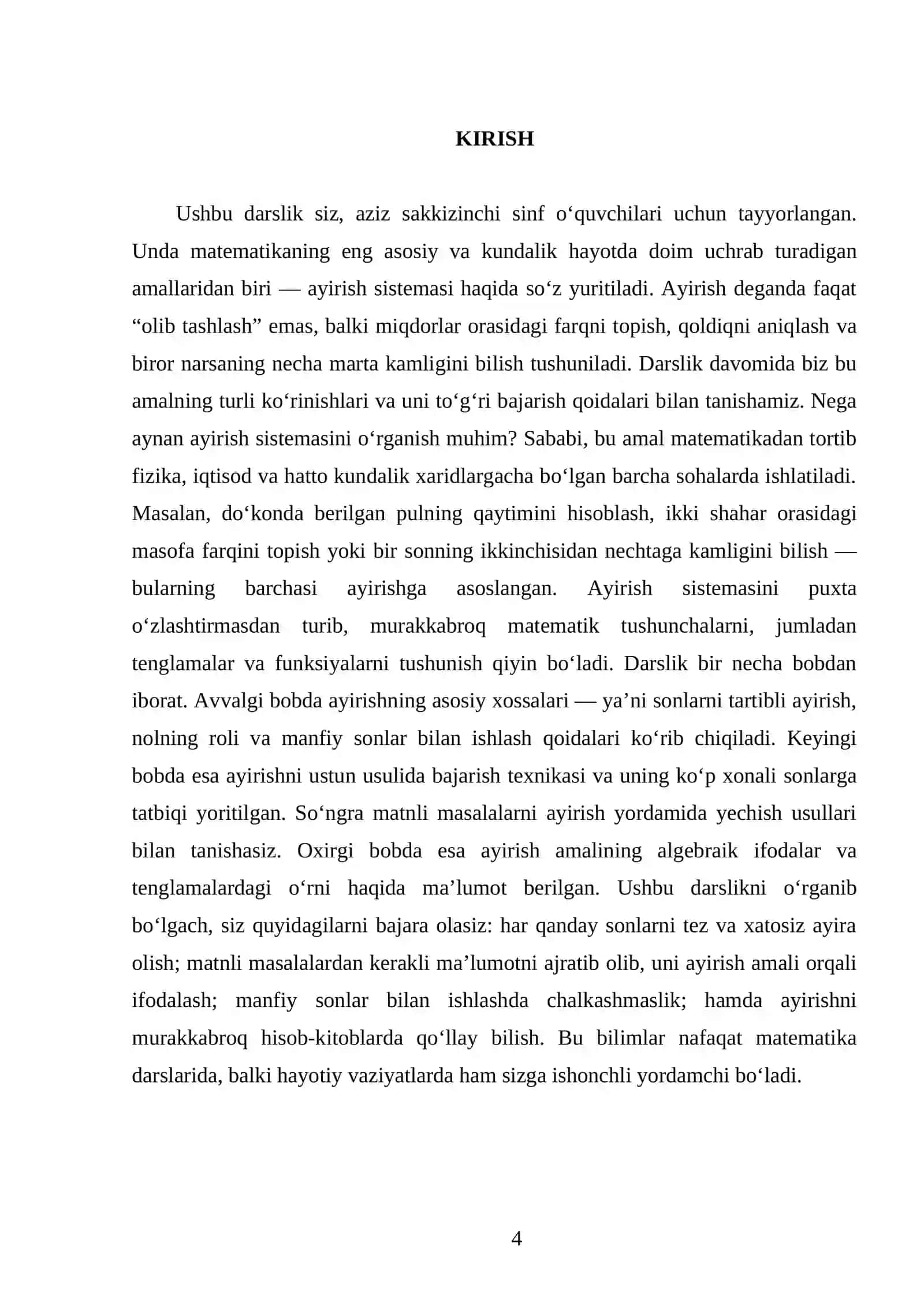 AYIRISH SISTEMASINING AHAMIYATI. 8 - SINF 4