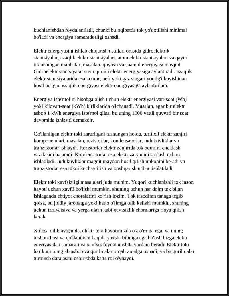 Elektr Toki Tushunchasi 4