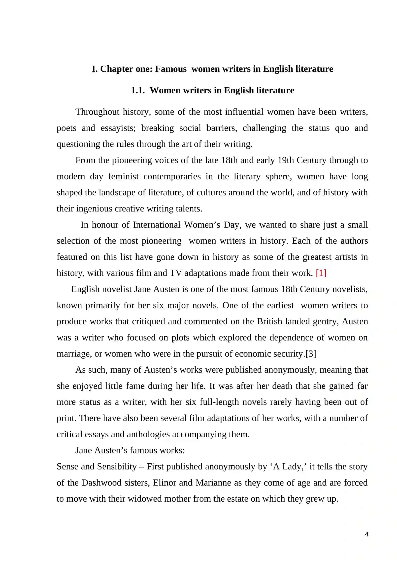 WOMEN WRITERS IN ENGLISH LITERATURE 4