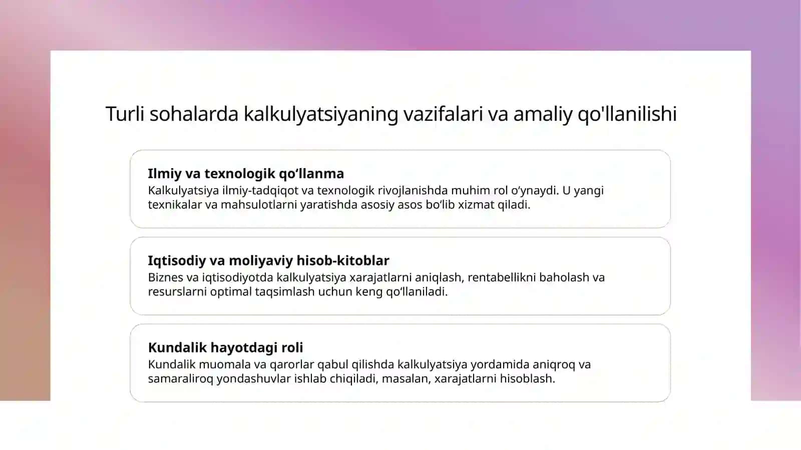 Kalkulyatsiya: Maqsadlar va Amaliyot 4