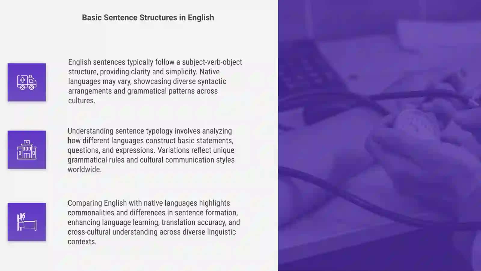 Typology of a sentence in English and Native languages 4