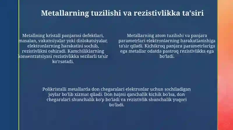 Metall o'tkazgichlar qarshiligining haroratga bog'liqligi 4