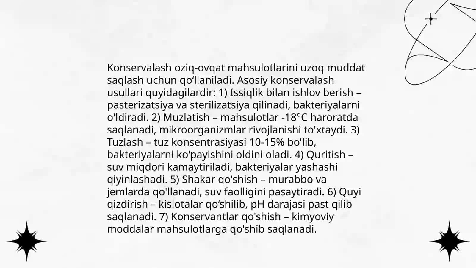 Konservalash usullari asoslari 4