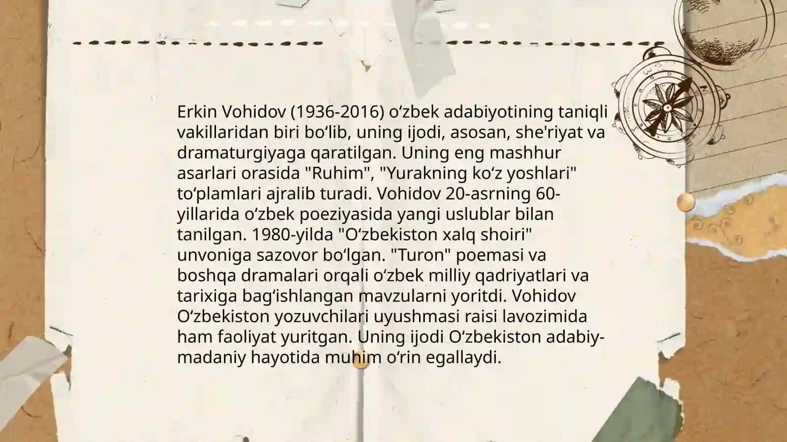 Erkin Vohidovning hayoti 4