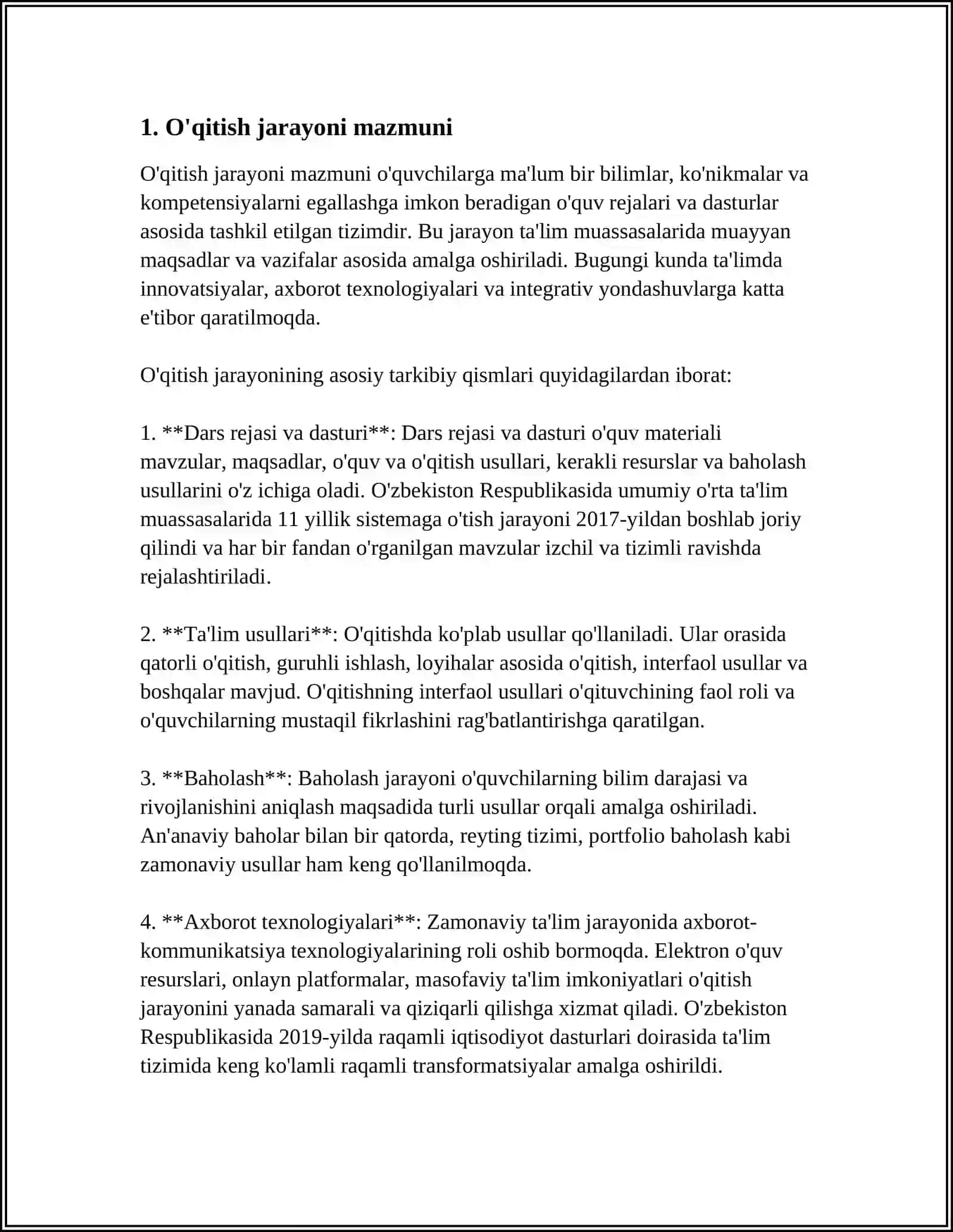 O'QITISH JARAYONI YAXLIT TIZIM SIFATIDA 4