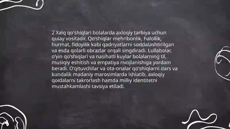 Xalq qoʻshiqlari va ularning tarbiyaviy ahamiyati 4