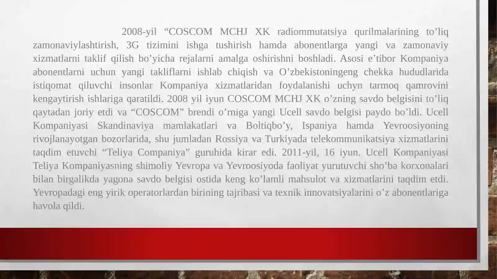 UCELL KOMPANIYASI HAQIDA MA’LUMOT 4