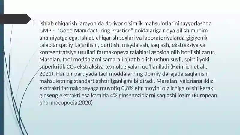 Dorivorosimlik mahsulotlari standardlarni oʻrganish 4