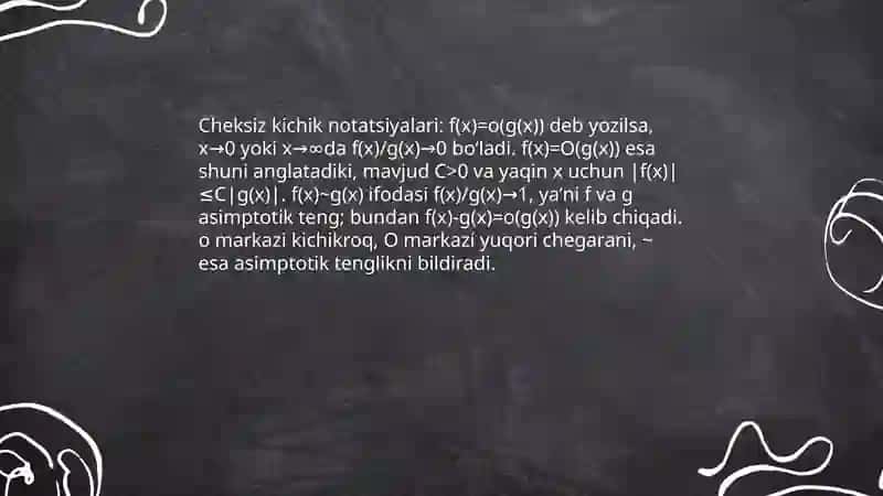 Cheksiz Kichik Funksiyalar va Ularini Taqqoslash 4
