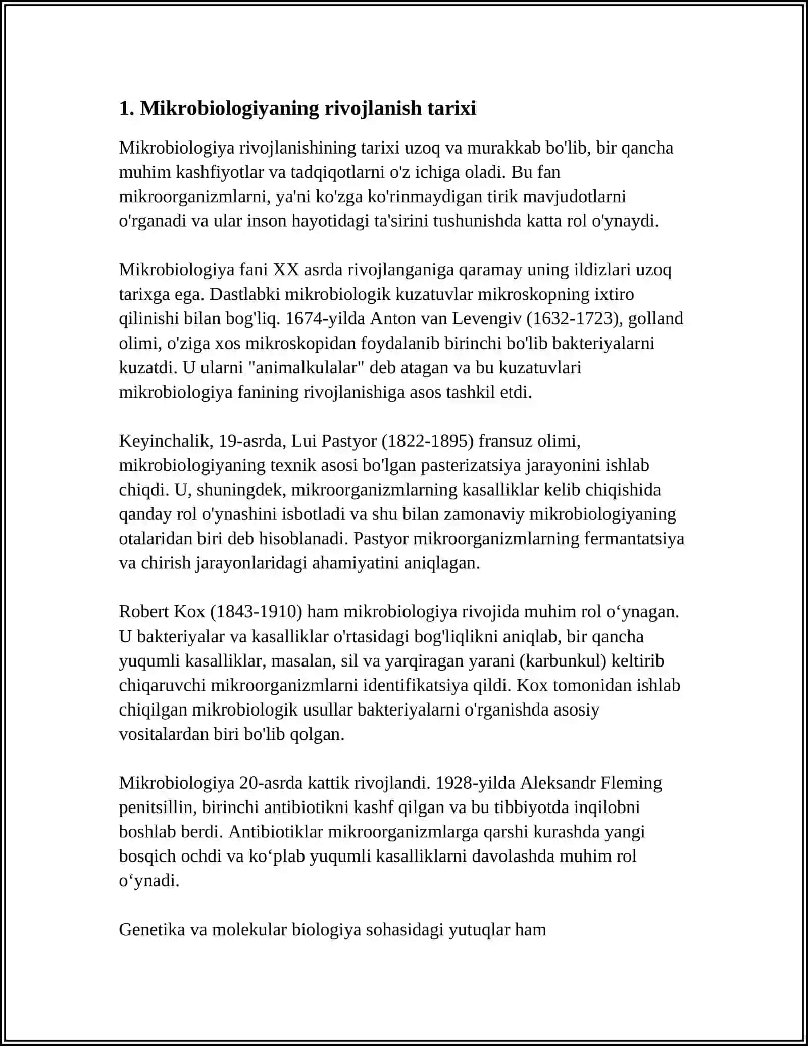 MIKROBIOLOGIYA, VIRUSALOGIYA VA IMMUNOLOGIYA TO'G'RISIDA TUSHUNCHA VA FANNING RIVOJLANISH TARIXI 4