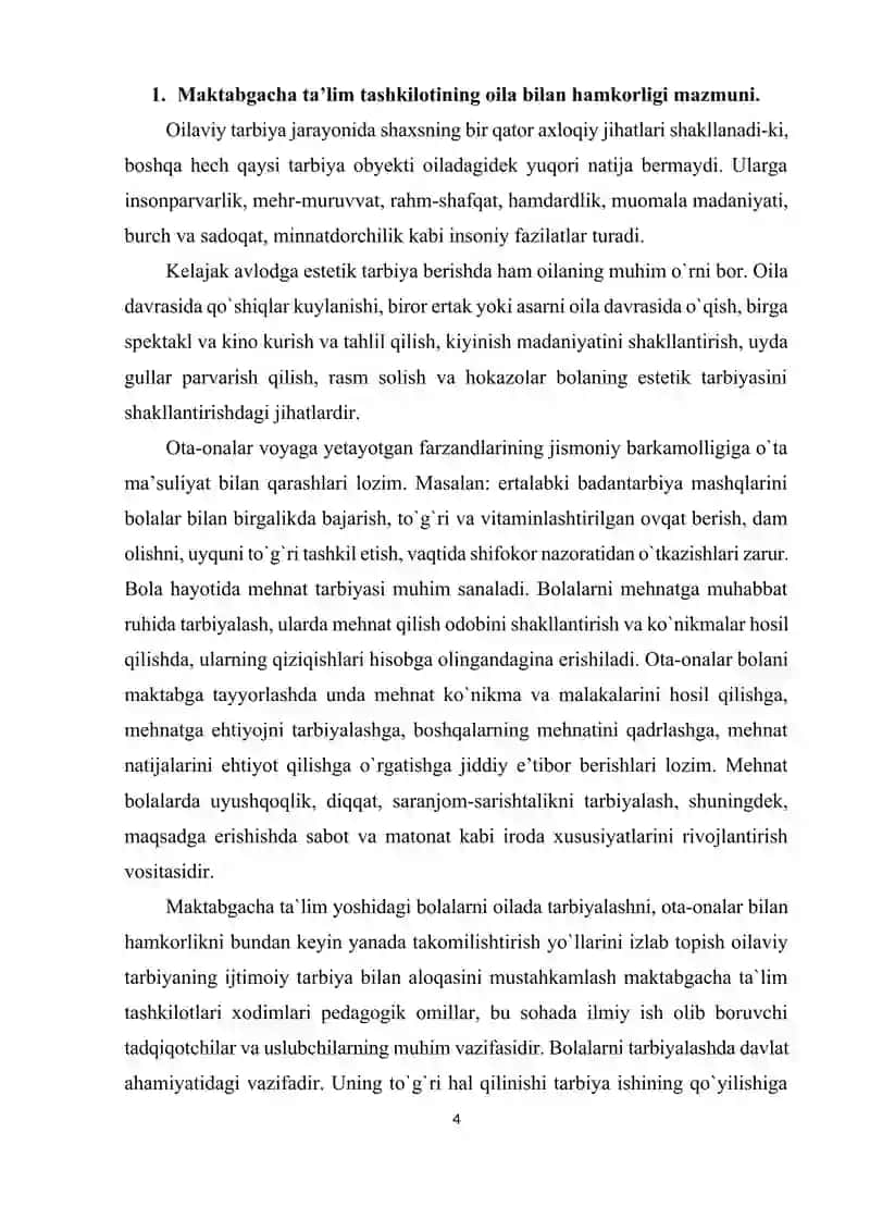 MAKTABGACHA TA’LIM MUASSASASI, OILA VA MAKTAB HAMKORLIGI 4